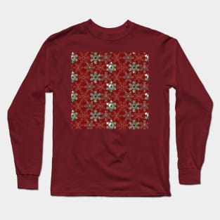 Red Mosaic Snowflakes Long Sleeve T-Shirt